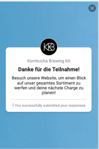 A thank you message after entering the win action