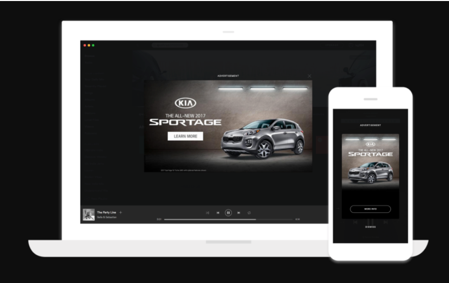 Spotify overlay advertentie