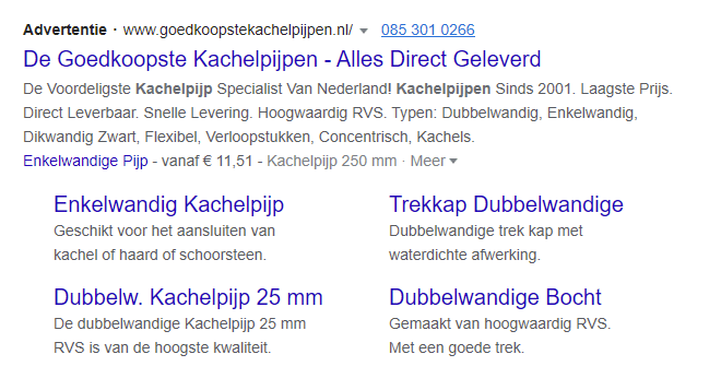 Extensies bij een Google Search Ad